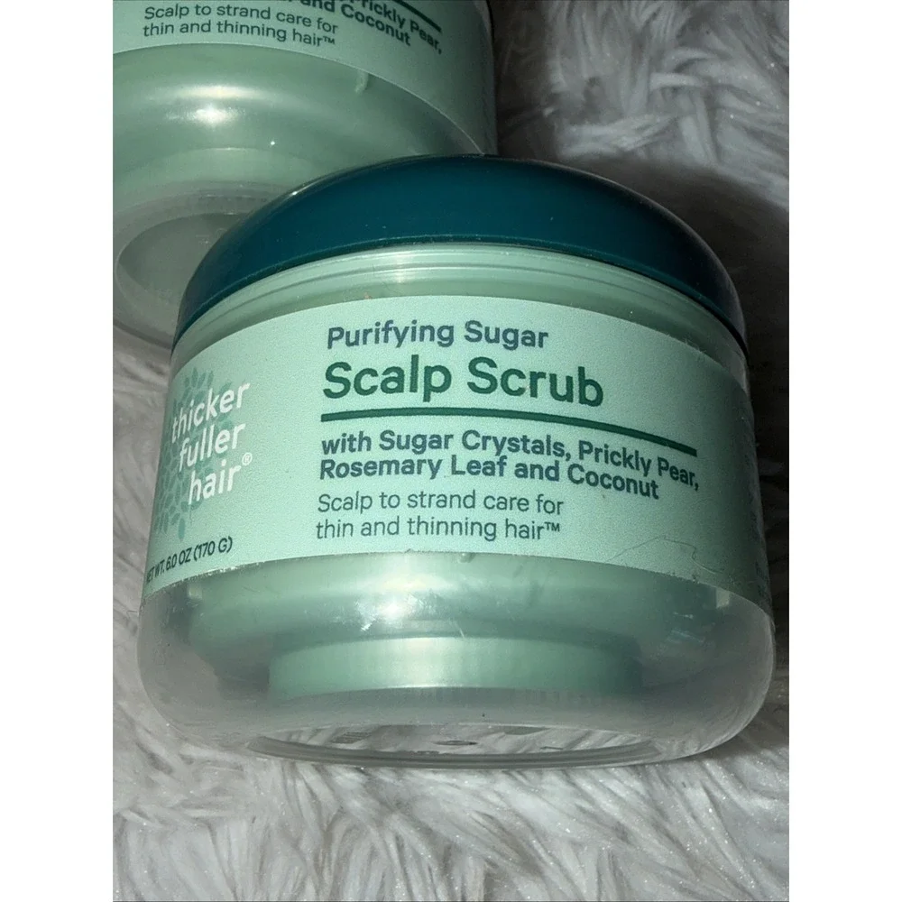 Thicker Fuller Hair Purifying Sugar Scalp Scrub 6oz Lot of 2 Vegan Rosemary